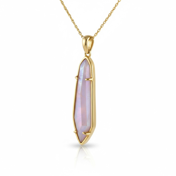 Kendra Scott Cassidy Rose Gold Pendant Necklace in Lilac Mother-of-Pearl 2119 - Picture 4 of 5